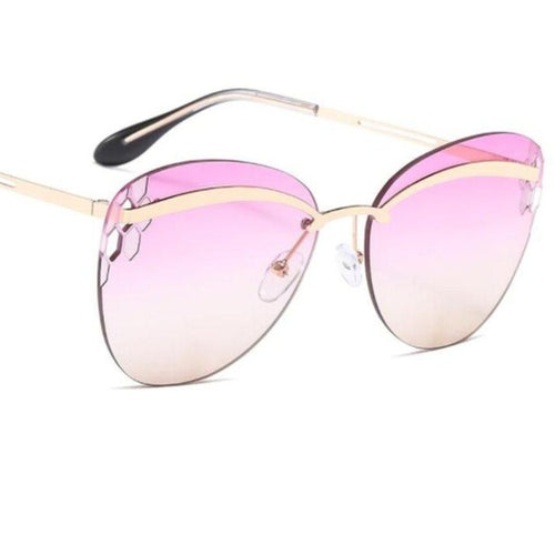 New rimless eyebrow fashion sunglasses men cutout personality gradient sun glasses brand oval eyewear sol
