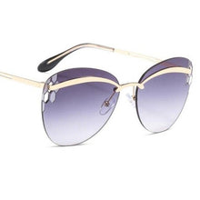 Load image into Gallery viewer, New rimless eyebrow fashion sunglasses men cutout personality gradient sun glasses brand oval eyewear sol