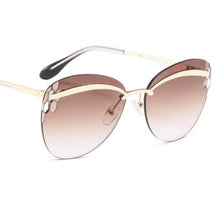 Load image into Gallery viewer, New rimless eyebrow fashion sunglasses men cutout personality gradient sun glasses brand oval eyewear sol