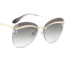 Load image into Gallery viewer, New rimless eyebrow fashion sunglasses men cutout personality gradient sun glasses brand oval eyewear sol