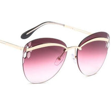 Load image into Gallery viewer, New rimless eyebrow fashion sunglasses men cutout personality gradient sun glasses brand oval eyewear sol