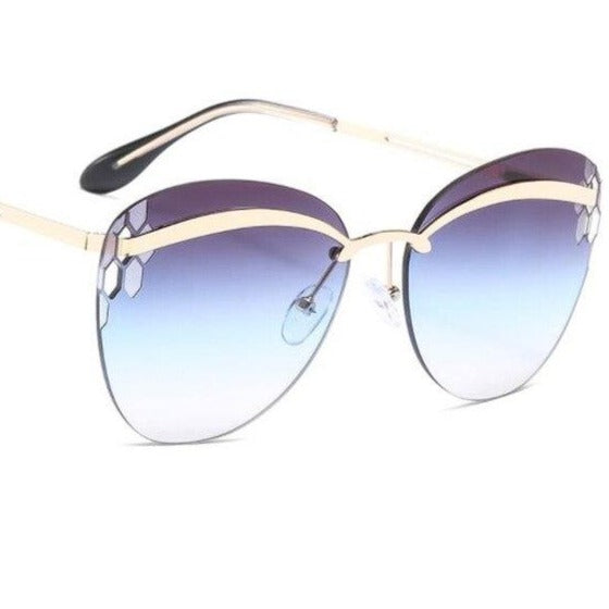 New rimless eyebrow fashion sunglasses men cutout personality gradient sun glasses brand oval eyewear sol