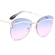Load image into Gallery viewer, New rimless eyebrow fashion sunglasses men cutout personality gradient sun glasses brand oval eyewear sol