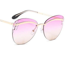 Load image into Gallery viewer, New rimless eyebrow fashion sunglasses men cutout personality gradient sun glasses brand oval eyewear sol