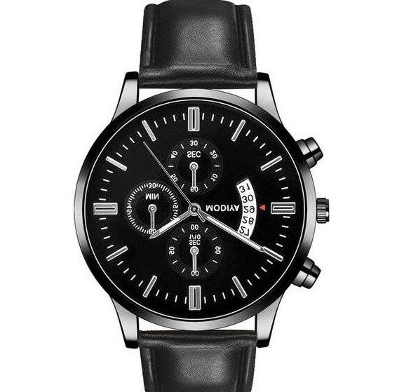 Watch Men Luxury Stainless Steel Quartz Watch Business Wristwatch Con correa de cuero