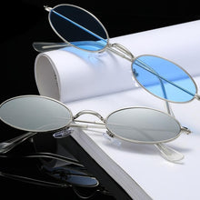 Load image into Gallery viewer, Small Frame Oval Sunglasses Men Brand Designer Vintage Fashion Metal Sun Glasses Female Black Red