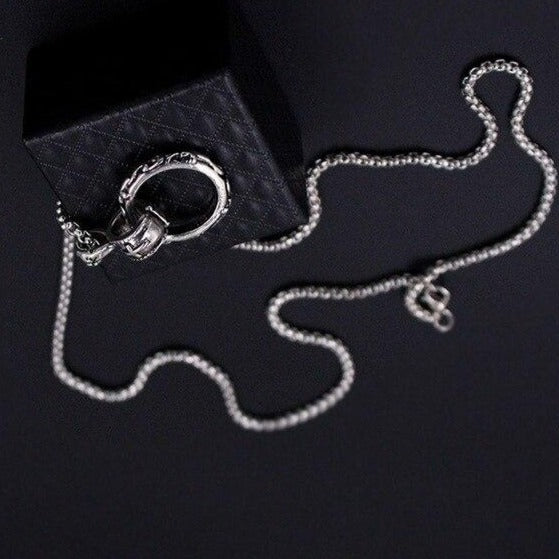 Punk Style Stainless Steel Chain Skull Hand Circle Pendant Necklace For Men Male Fashion Jewelry Gift