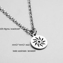 Load image into Gallery viewer, New Stainless Steel Feather Necklace Men Geometric Charm Rectangular Sun Pendant Necklace Couples Jewelry 2020 Choker