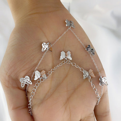 Butterfly Necklace Earrings Double Chain Clavicle Chain Sweater Chain Gold Plated Stainless Necklace