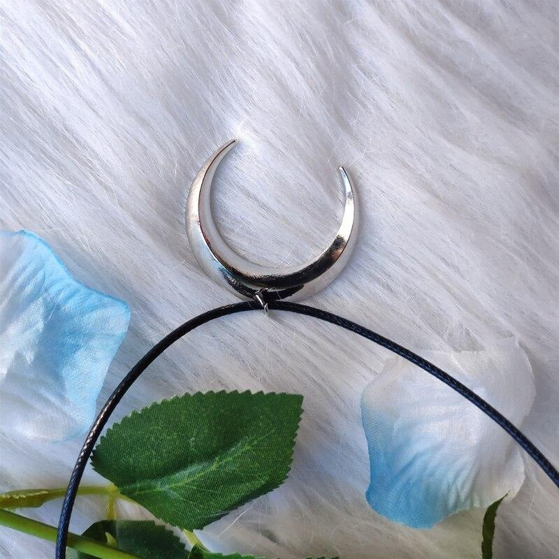 Silver Moon necklace wizard crescent goth gifts her pretty statement fashion women men gift novelty 2020