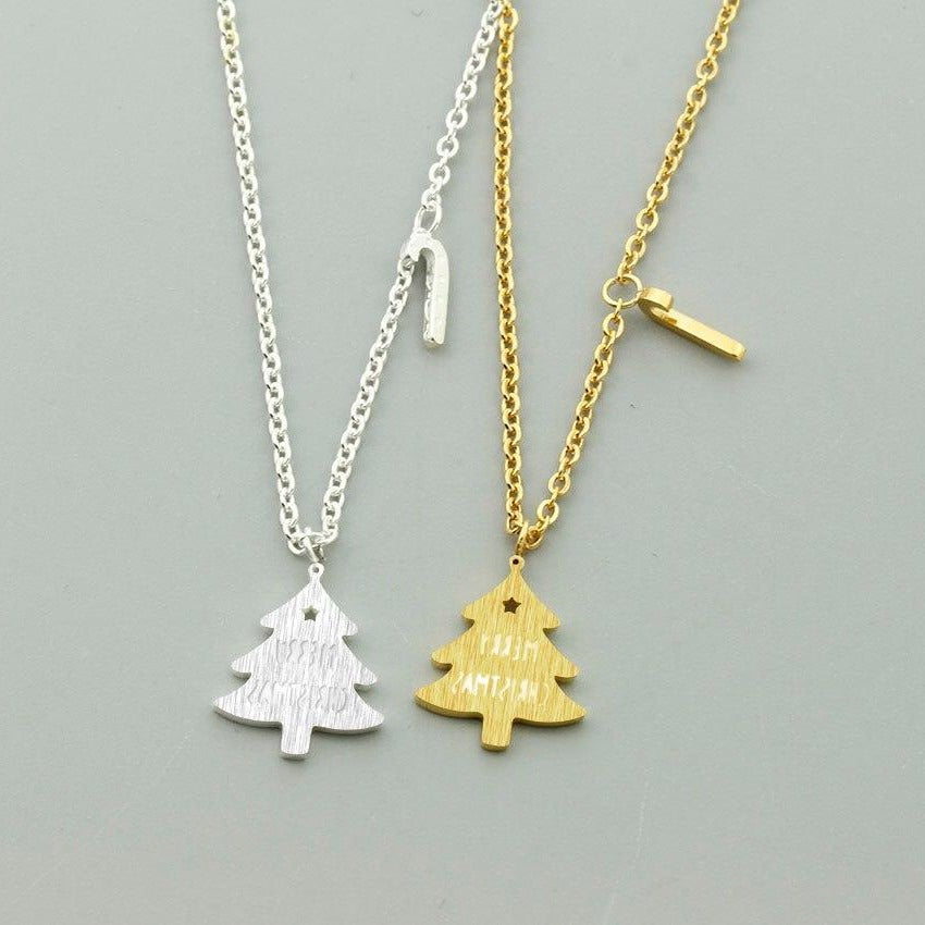 Collier pendentif arbre de noël pour hommes en acier inoxydable lettre colliers hommes bijoux cadeaux de noël Bijoux noël nouvel an 2021