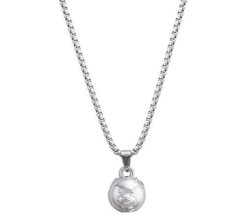 Fashion punk alloy necklace for men gothic style teddy baerr pendant sweater chain kpop men hp hop jewelry 2021 new