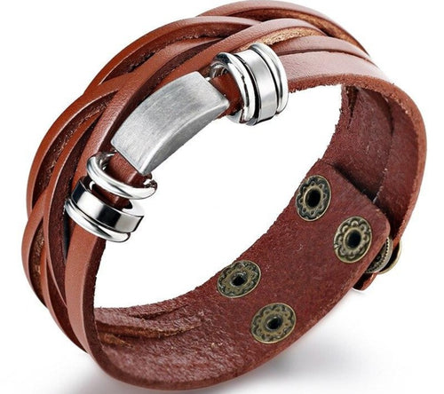 Wholesale Rope Braided Specific Bracelets Stainless Steel Leather Bracelets Men Wrap Bracelet Party Gifts Jewelry