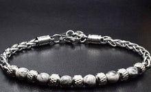 Load image into Gallery viewer, New Adjustable Natural Eye Stone Men&#39;s Bead Bracelet Stainless Steel Cuban Link Chain Bracelets