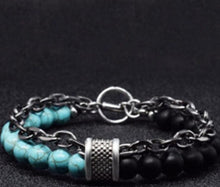 Load image into Gallery viewer, New Adjustable Natural Stone Men Bead Bracelet Stainless Steel Link Chain Bracelets