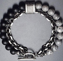 Load image into Gallery viewer, Men Stone Eye Beadud Bracelet Stainless Steel Gunmetal Link Chain Bracelet Male Jewelry Dropshipping