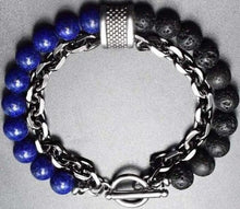 Load image into Gallery viewer, Men Stone Eye Beadud Bracelet Stainless Steel Gunmetal Link Chain Bracelet Male Jewelry Dropshipping