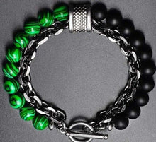 Load image into Gallery viewer, Men Stone Eye Beadud Bracelet Stainless Steel Gunmetal Link Chain Bracelet Male Jewelry Dropshipping