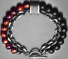 Load image into Gallery viewer, Men Stone Eye Beadud Bracelet Stainless Steel Gunmetal Link Chain Bracelet Male Jewelry Dropshipping