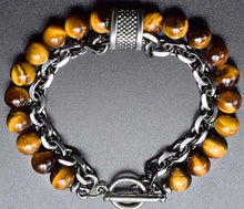 Load image into Gallery viewer, Men Stone Eye Beadud Bracelet Stainless Steel Gunmetal Link Chain Bracelet Male Jewelry Dropshipping