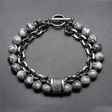 Load image into Gallery viewer, Men Stone Eye Beadud Bracelet Stainless Steel Gunmetal Link Chain Bracelet Male Jewelry Dropshipping