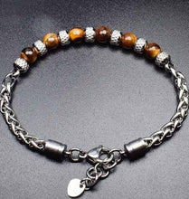 Load image into Gallery viewer, New Adjustable Single Natural Stone-Men Stainless Steel Bead Bracelet Link Chain Bracelets