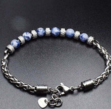Load image into Gallery viewer, New Adjustable Single Natural Stone-Men Stainless Steel Bead Bracelet Link Chain Bracelets